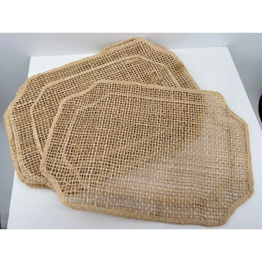 Burlap Placemats Set Of 6 Rustic Farmhouse Table Decor Jute 18x13 Natural